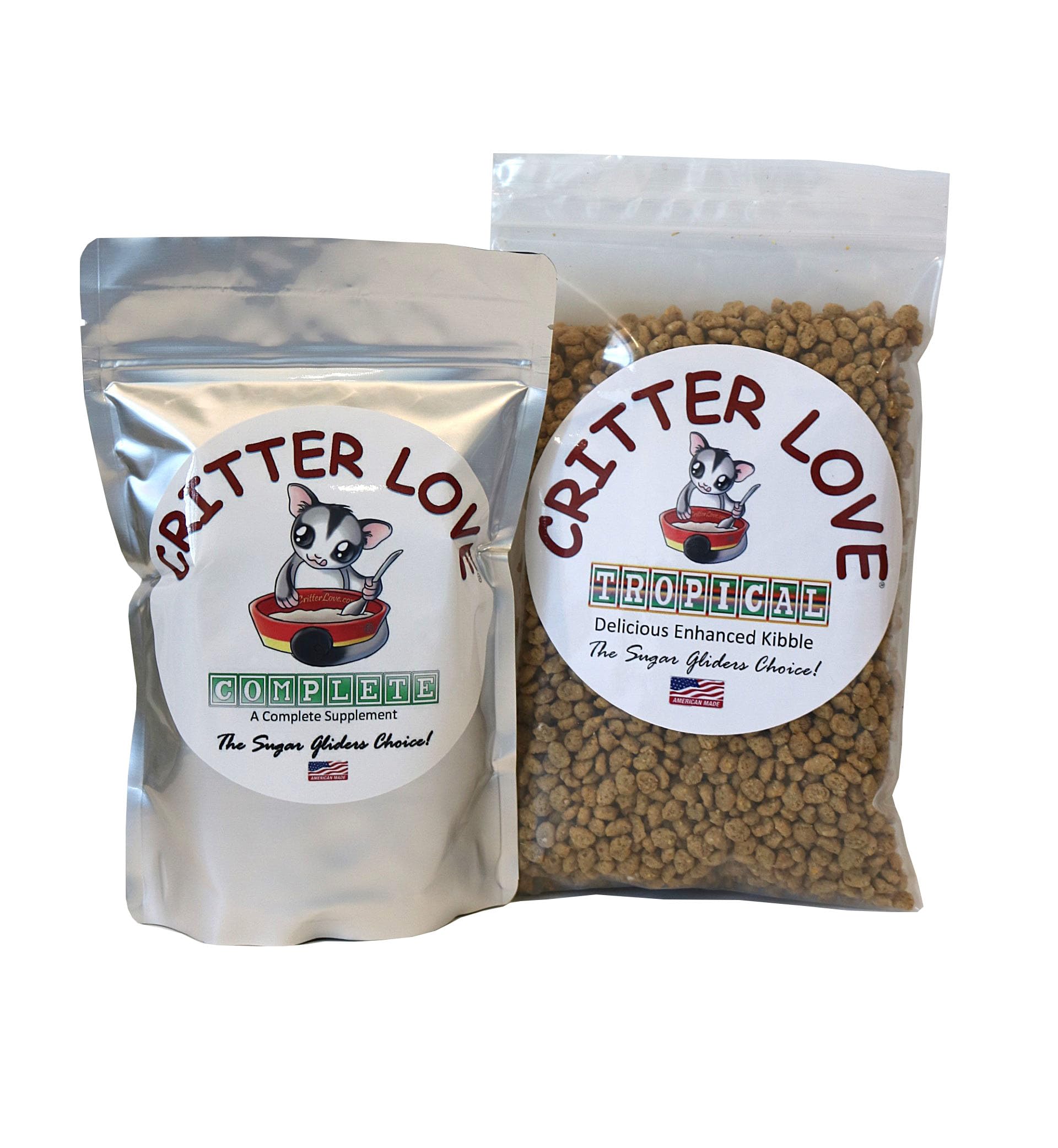 Critter Love Complete & Tropical Kibble Sugar Glider Food - Combo Pack