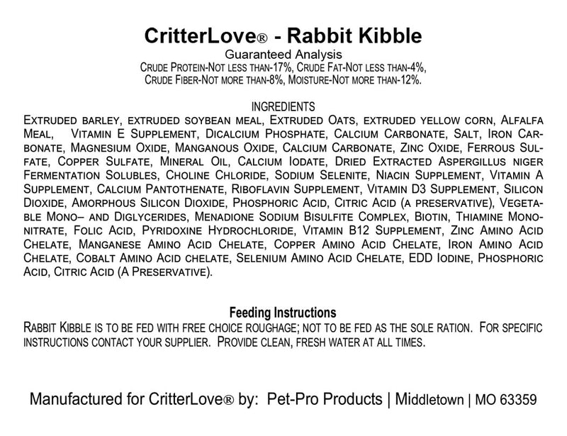 Critter Love® Rabbit Kibble